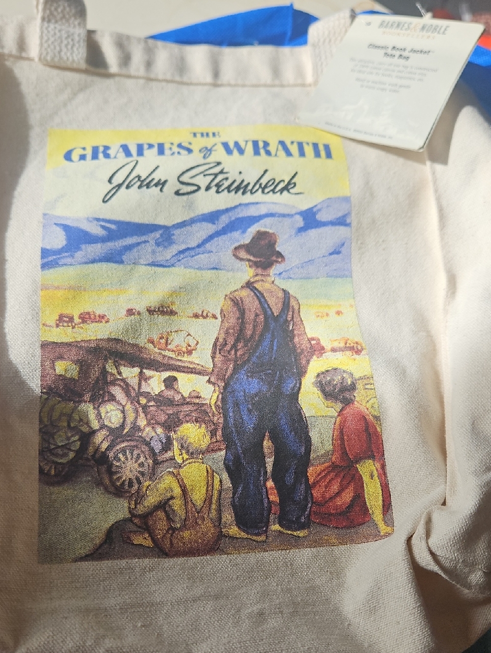 🌟3/$25🌟 Barnes & Noble Classic Book Jacket Tote Bag Grapes of Wrath